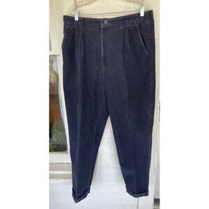 Vintage 1980s Mens Navy Blue Corduroy Pants Savane 36/30